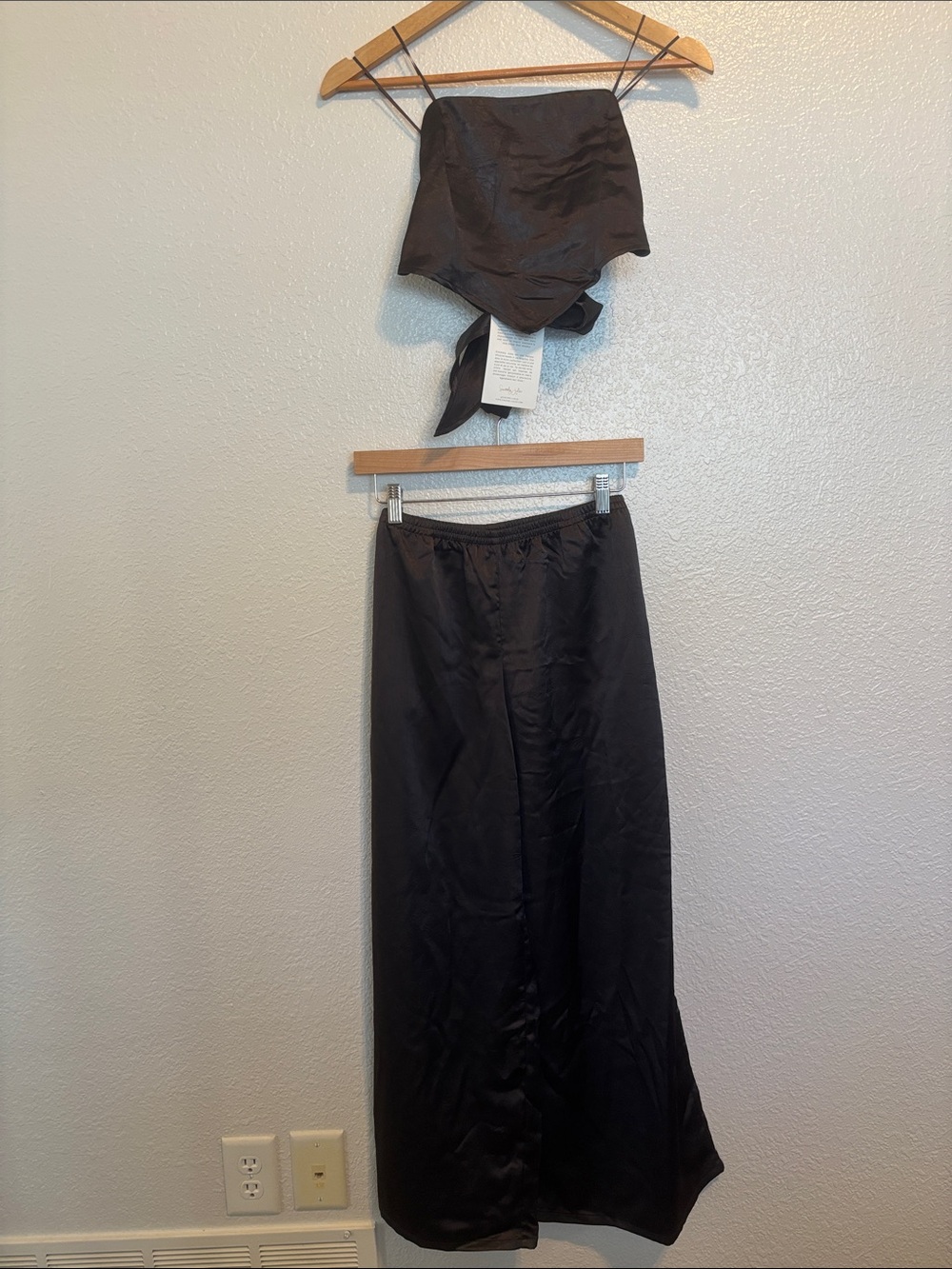Chocolate Brown Satin Set - Women
